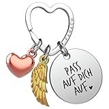 FABACH Schlüsselanhänger Schutzengel Glücksbringer mit Herz und Gravur - Ich liebe dich - Partner Geschenk - Freundin Geschenk Liebe - Engel Schlüsselanhänger Liebesgeschenke