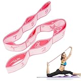 Flintronic Yoga Stretching Strap, Stretching Band mit 9 Schleifen, Yoga Stretch Gurt, Fitness Stretchband, Hochelastischer Gymnastikband, für Pilates, Tanz, Gymnastik, Effektives Dehnung-Rosa