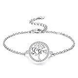 Bo&Pao Lebensbaum Armband Damen Sterling Silber 925, Silber Armkettchen Damen Baum des Lebens