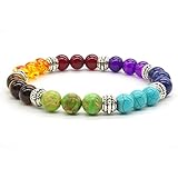 Achat Perlen 7 Chakras Energie Stein Armband Yoga Healing Balance Stein Armkette Elastisches Steinarmreif (Colour1)