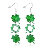 Ohrringe St Patricks Day, Kleeblatt Ohrringe Hängend Grün Vierblättriges Kleeblatt Ohrringe Frauen Viel Glück Schmuck Accessoire als Geschenk für Irisches Festival Party Dekoration