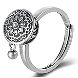 Haowul 925 Silber Rotierende Ringe Buddhist Tibetanische Gebetsrad Ring Viel Glück Verstellbarer Ring