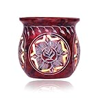 Budawi® Räucherstövchen aus rotem Speckstein mit Blume | Handgearbeitetes Räuchergefäß & Duftstövchen mit Edelstahlsieb – Blüten-Design für Harze, Kräuter & Mischungen