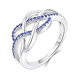 YL Keltischer Ring 925 Sterling Silber September Geburtsstein Saphir Jubiläum Ewigkeit Unendlichkeit Keltischer Knotenring für Damen(Größe 62）