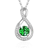 GEMLANTO 925 Sterling Silber Kreierter Smaragd Halskette Mai Geburtsstein Halsketten für Frauen Unendlich zierliche Geburtstag Jubiläum Schmuck Geschenke für Sie 40+5cm
