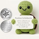 Tixlux Pocket Hug Positive Schildkröte, Kreative Strickwolle Schildkröte Puppe und Kleine Umarmung Glücksbringer, Mutmacher Geschenk, Gute Besserung Geschenk, Geschenk zum Abschluss