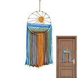 Sonne Makramee Traumfänger | Wanddekoration Bohemian Makramee Tapisserie | Sonne inspirierte Wandkunst Gewebter Traumfänger Anhänger für Heimdekoration