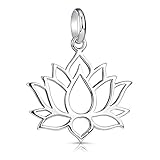 Materia Lotusblüte Anhänger Silber 925 - Lotus Schmuck Modeschmuck Damen Mädchen KA-69-Silber_ohne Kette