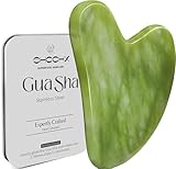 Gua Sha Jade Stein, Natürliche Jade Gua Sha für SPA Akupunktur-Therapie Trigger-Punkt-Behandlung, Gesichtsmassagegerät, Geeignet für Frauen & Männer Hautpflege, Grün