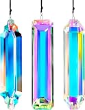 3 Stück Kristalle zum Aufhängen Sonnenfänger Kristall Regenbogen Glas Prisma zum Hängen Sonnenfänger Kristall Groß für Fenster Feng Shui Dekoration für Zuhause Garten