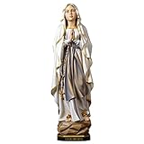Motivationsgeschenke Madonna Lourdes Marienfigur Holz geschnitzt bunt handbemalt Südtirol 23 cm