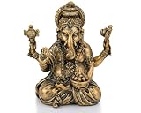 AMOIENSIS Ganesha Idol Elefanten-Buddha-Statue, hinduistische Gottheit Gottes Glück, Geschenk, Heimdekoration, Statue, Vinayak Ganpati, Herr der Weisheit (antikes Gold)