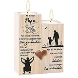 Yumcute Papa Geschenke, Kerzenhalter in Herzform, Geburtstagsgeschenk für Papa, Vatertagsgeschenk für Papa, Weihnachten Kerzenständer Mit Texten Geschenk Beste Papa