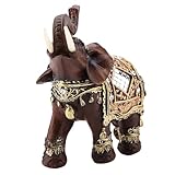 1pc Glück Reichtum Elefant Statue Skulptur Feng Shui Holzmaserung Home Desktop Dekoration (Large)