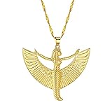 cxwind Ägyptische geflügelte Göttin Isis Anhänger Halskette 18k vergoldet Talisman für Leben und Fruchtbarkeit Charm Schmuck Geschenk
