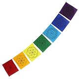 Freak Scene Gebetsfahne - Flagge - Heilige Geometrie - Blume des Lebens - Chakrafarben - Stoff - ca. 24 x 21 cm