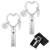 Heyu-Lotus 2 Stück Pass auf dich auf Schlüsselanhänger, Auto-Schlüssel Glücksbringer Schutzengel Auto Schlüsselanhänger mit Gravur Botschaft für Führerschein Geburtstag Abschlussgeschenk(silber)