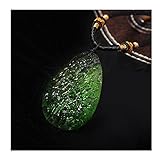 HCHL Moldavitstein, Real Raw Moldavi Natürliche Kristall Meteorit Green Edelstein Halskette Anhänger Geschenk Moldavit-Kristallschmuck, Damenschmuck