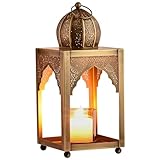 Marrakesch orientalische Laterne Windlicht aus Metall | Marokkanische Kerzenhalter Teelichthalter modern als stilvolle Balkon Garten oder Wohnzimmer Deko (Laterne Yasma)