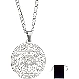 PNPGDYKR Halskette Herren 7 Erzengel Siegel Medaille Talisman Halskette für Männer Frauen Edelstahl Pentagramm Talisman Anhänger Amulett Magische Schutzkette Männlicher Schmuck Glücksbringer