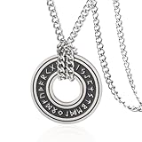Vintage Nordische Wikinger Runen Halskette Corsair Runenform älterer Futhark Ring Kreis Talisman Anhänger Lederkette Wikingergeschenk Schmuck für Männer und Frauen (Wikinger Runen Halskette-E-S)