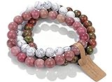 SAIBANGZI Handmade Echte Natursteinperlen Heilsteine Armband Unisex Chakren Perlenarmband, 8MM Runde Edelsteine Yoga Armbänder, Elastische Perlen Anti Stress Armband