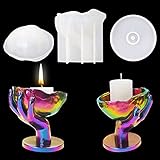 FineInno Kerzenhalter Silikonformen Epoxidharz, Hand Halten Schädel Resin Gießformen, Blumentopf Epoxidharz Formen für Schmuck Aufbewahrung, Halloween Dekor