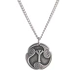 Amaxer 24 Runen Talisman Wikinger Schmuck Asatru-Halskette heidnischer Wicca-Anhänger nordische Runen Vintage nordische Amulett-Halskette für Damen Herren, M, Metall