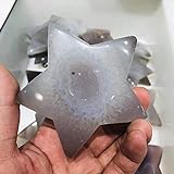 FEECOZ 1 Stück natürlicher Heilstein, Achat-Geode, Pentagon-Kristall, geschnitzt, 8 cm natürlicher Glanz