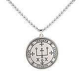 VASSAGO Edelstahl Talisman des Erzengels Raphael Siegel Halskette Engel Magie Runde Anhänger Gravur Amulett Halsketten für Männer und Frauen