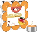 Bolsius True Scents – 18 Teelichter – Mango – Brenndauer: 4 Stunden – Innendekoration – natürliche Extrakte – mit natürlichem veganem Wachs