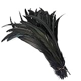 Yalulu 20 Stück 30-35 cm Größere Natur Feder Hahn Feder Fasan Hahnfeder Federn zum Basteln Kopfschmuck Schmucksfedern DIY (Schwarz)
