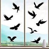 HOOWA Fensteraufkleber Vogelschutz für Glasscheiben Große 27-31cm, 9 Stück Fenstersticker Vogelaufkleber für Fensterscheiben Schwarz, PVC Vogelschutz Aufkleber Fenster Fensterbilder Selbstklebend