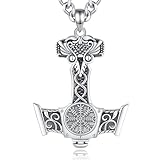 AEONSLOVE Wikinger Mjolnir Halskette Herren Damen Thors Hammer Anhänger Halskette Silber 925 Thor Hammer Kette Wikinger Schmuck Herren