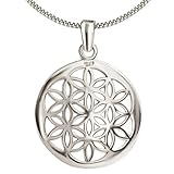 CLEVER SCHMUCK Lebensblume rund Ø 17 mm Damen Halskette Kette Panzer 45 cm Sterling Silber 925 in Geschenkfaltbox