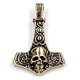Drachensilber Thor Hammer Totenkopf Bronze Schmuck Anhänger Länge mit Öse: 4cm, inkl. Band