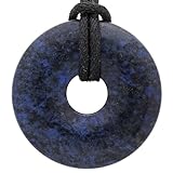 Lebensquelle Plus Blauer Dumortierit Edelstein Donut Ø 30 mm + Baumwollband | Edelstein Anhänger | Echte Heilsteinkette inkl. Band