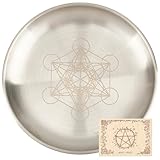 CREATCABIN Sechseckiger Ritualteller Altarteller Flache Schale Aus Edelstahl Runde Gebetsschale Opferschale Kerzenhalter Für Meditation Schmuck Räucherstäbchen Wünschelrutengehen Wahrsagezubehör 14cm