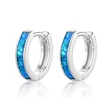 CERSLIMO Opal Ohrringe, Blau Opal Creolen Silber 925 Schmuck Geschenke für Damen Frauen Mädchen