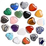 GUJOXILA 20 Stück Glücksbringer Herz Aus Stein Edelsteine Kristalle Heilsteine Sets Herz Deko Steine Hochzeitsdeko Amethyst Rosenquarz Glückssteine Meditation Reiki Energieausgleich