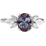 Queenly Ring aus natürlichem Alexandrit mit mehrfarbigem Edelstein, Solitär-Designer-Halo-Ring aus massivem 925er-Sterlingsilber, für Brautpräfekten, Hochzeitstag, Geschenk, Schmuck, Alexandrit-Ring