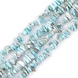Gem-Inside 6 x 8 mm Freeform Edelstein Larimar Chips Perlen Strang 38,1 cm