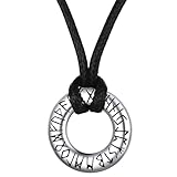 FaithHeart Rund Rune Halskette für Herren Damen verstellbare Kunstleder Kette mit Rune Anhänger Wikinger Schmuck für Geburtstag Valentinstag