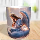 Kaffeetasse Mug Cup Tasse 330ml engel tasse schutzengel becher geschenk trost tassen mit engel spirituelle kaffeetasse trauergeschenk engelbild engelmotiv erinnerung mug angel glücksbringer