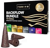 Fumino Rückfluss Backflow Räucherkegel-Set Essentiell Multipack - Frische Räucherkerzen mit Masala Agarbatti Joss Duft - 6 Boxen 90 Räucherkegel Wasserfall für Entspannung und Meditation