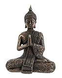 Wunderschöner Buddha im thailändischen Stil, kaltgegossene Bronze, in Lotus-Position, schönes ruhiges Ornament, 19 cm hoch
