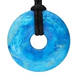 Lebensquelle Plus Edelstein Donut Ø 30 mm + Baumwollband | Naturstein Anhänger Halskette | Echte Heilsteinkette inkl. Band (Türkis Rec.)