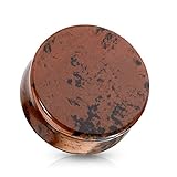 beyoutifulthings Ohr-Plug Mahagoni-Obsidian Braun Schwarz Natur-Stein Ohr-Piercing Ohr-Schmuck Tunnel 8-mm Double Flared Sattel-Verschluss