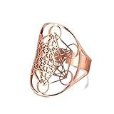 Amaxer Edelstahl Metatrons Cube Ring für Frauen Erzengel Metatron Schutzerklärung Ausgehöhlt Damen Band Ring Schmuck für Dame