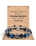 VGWON Geschenke für Männer, 10 mm Naturstein Tigerauge Blaue, Armband Herren, Perlen Armband, Geschenke für Ihn Mann Vater Freund Opa Sohn Enkel Neffe Bruder Ehemann